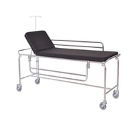 Emergency stretcher trolley: Chrome-plated steel, folding side rails and IV pole holder (available colors)